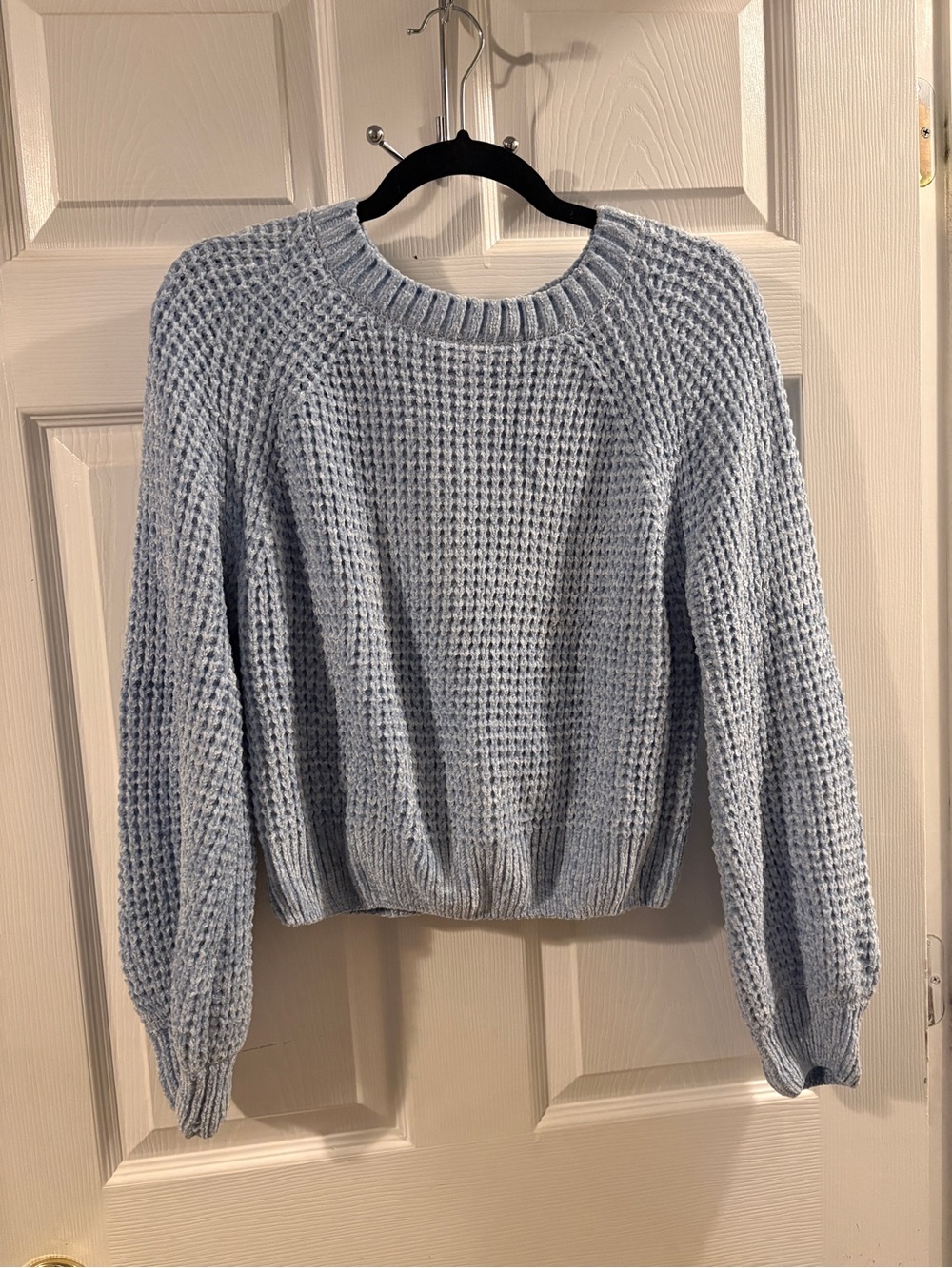 Altar'd State Pale Blue Waffle Knit Crewneck Sweater